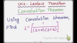 problem-(1) // Convolution Theorem // Unit - Laplace Transform //Engineering Mathematics//B.E,B.Tech