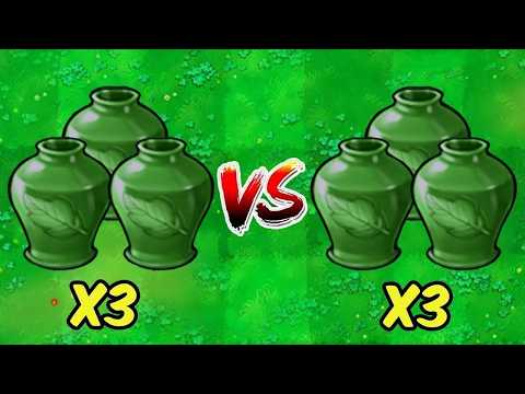 PVZ 1 Hybrid Challenge - 3 Green Plants Vases VS 3 Green Zombie Vases - Who Will Win?