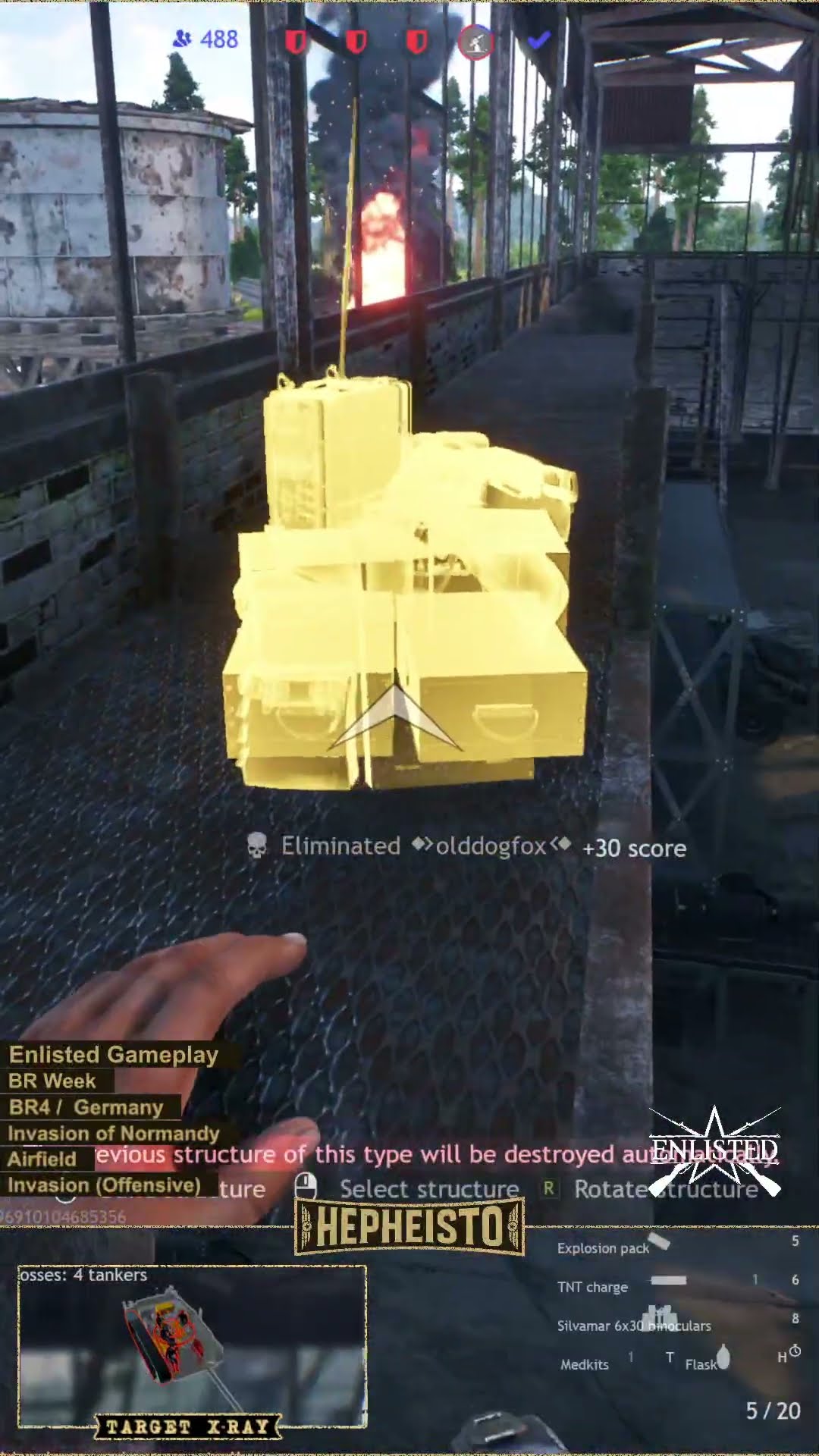 Radio Operator eliminates Tank T26E1-1 with Artillery Rocket Strike