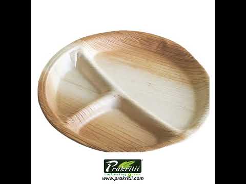 Plain disposable 12 inches areca/plam leaf round 4 partition...