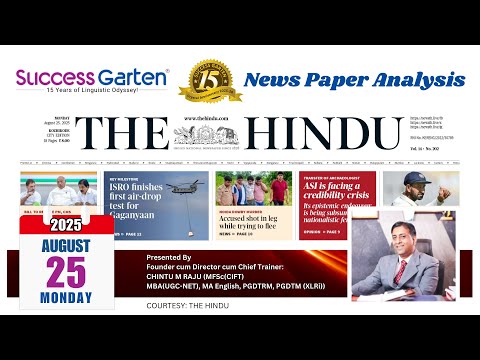 Newspaper Analysis - The Hindu Daily, Chintu M Raju!