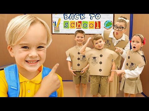 Cardboard School Stories for kids with Chris and friends!
