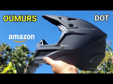 OUMURS Adult Dirt Bike Helmet with Goggles Gloves & Mask Adjustable Sun Visor DOT/FMVSS-218 Motorcycle Adults ATV Helmet Off-Road Motocross Downhill Moped MX BMX for Unisex-Adult-New Black, S video review thumbnail