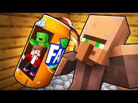 JJ and Mikey Hide Inside FANTA To Prank Villager in Minecraft (Maizen)