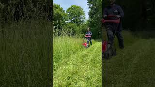 Impressive power by Milwaukee Tool 🔋⚡️Lawn Mower mowing down 5’ tall grass FREE for Women’s Shelter