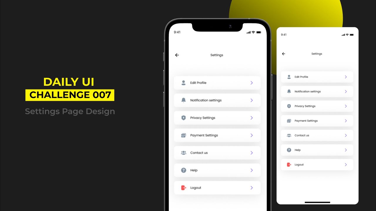 Daily UI Challenge - 007 | Settings Page UI Design |