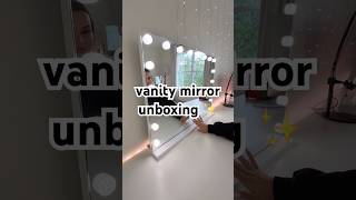set up my new vanity mirror with me!! 🪞🤍✨ #vanitymirror #vanitytour #makeupmirror