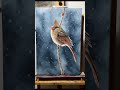 Winter morning ( Cardinal bird) - original oil painting on canvas realism style , available for 580€