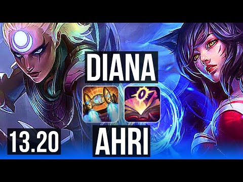 DIANA vs AHRI (MID) | 10/0/0, 66% winrate, Legendary, 1.3M mastery | KR Challenger | 13.20