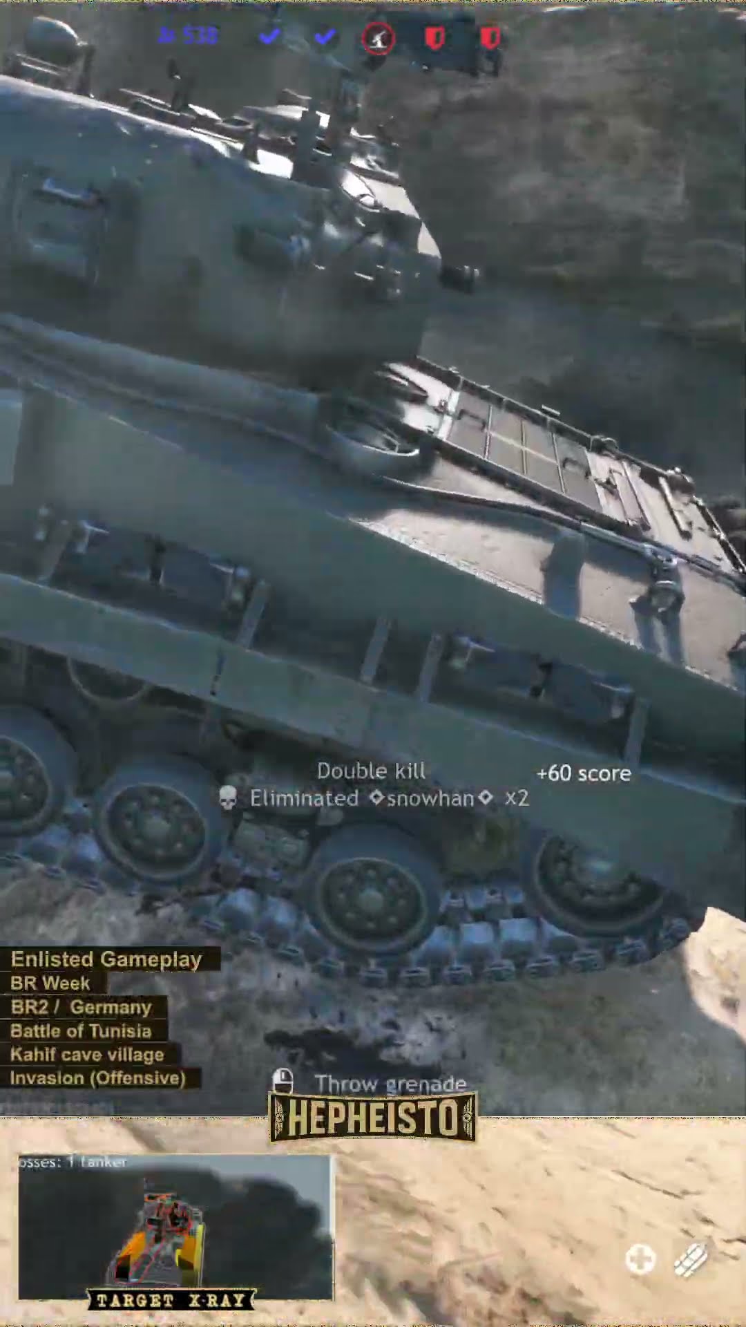 Engineer eliminates Tank M4A3 (105) with TNT Charge