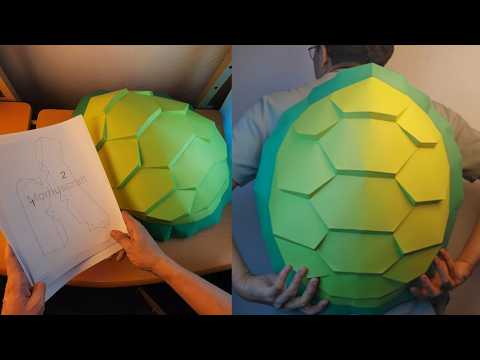 Custom Turtle Shell out of CARDBOARD😱 - DIY TURTLE COSTUME