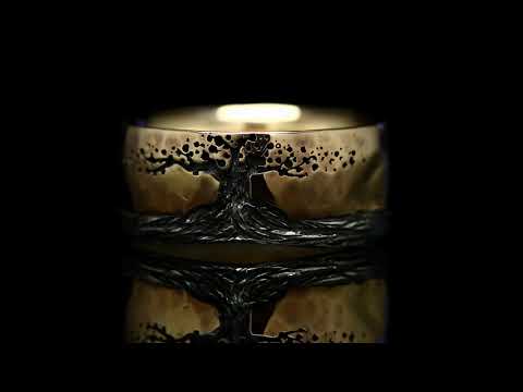 Tree of Life: roots — wedding ring made of white gold, covered black rhodium