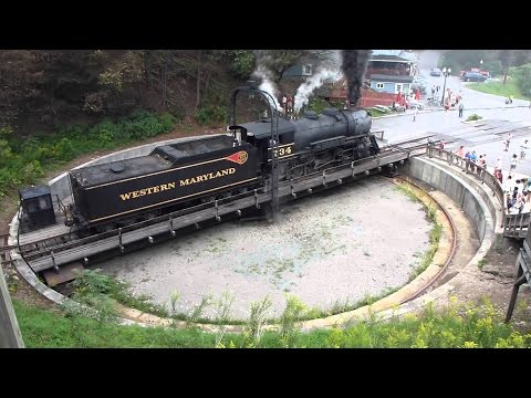 Train Steam Locomotive turntable on Western Maryland Railroad