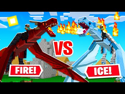 Using FIRE DRAGONS vs ICE DRAGONS in Minecraft