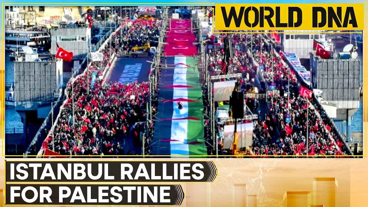 Galata Bridge Overflows as Thousands Stage Massive Pro-Palestinian March in Istanbul | World DNA
