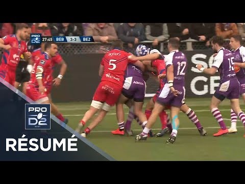 PRO D2 - Résumé  Bourg-en-Bresse - Béziers : 27-6 - J30 - Saison 2018/2019