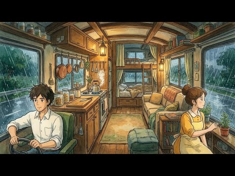A Quiet Family Camping Trip in Our Mobile Home | Cozy Ghibli-Inspired Animation