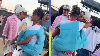 Justin Bieber KISSES Jaden Smith During Coachella Reunion!