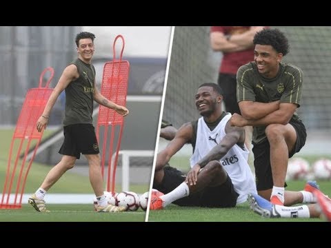 Arsenal news: Mesut Ozil all smiles training alongside host of unfamiliar faces in Dubai