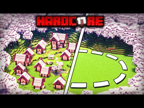 I Transformed a Cherry Blossom Biome into a Village in Hardcore Minecraft