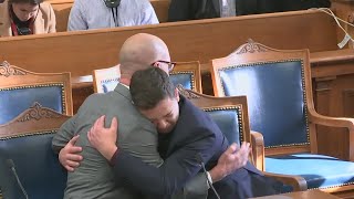 Kyle Rittenhouse reacts to &#39;not guilty&#39; verdict