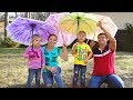 Rain, Rain Go Away Song Nursery Rhymes with Roma, Diana, Mommy and Daddy, Family Songs for Children