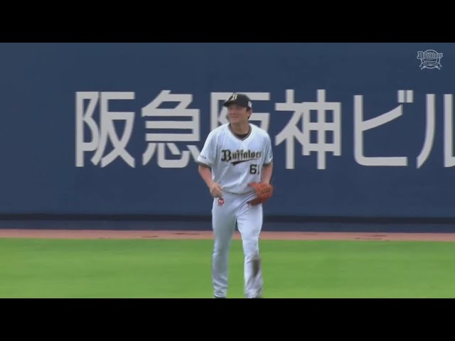 【ファーム】驚異の守備範囲!! バファローズ・茶野篤政 頭上を越えそうな打球をジャンピングキャッチ!!  2023年7月13日 オリックス・バファローズ 対 広島東洋カープ