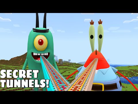 I found SECRET TUNNELS OF PLANKTON AND MR KRABS in Minecraft - Gameplay - Coffin Meme