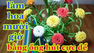 ỐNG HÚT/ làm hoa mười giờ bằng ống hút cực dể