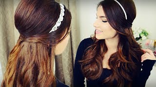 DIY Holiday Headband + Voluminous Curls with Bouffant Half Up Hairstyle