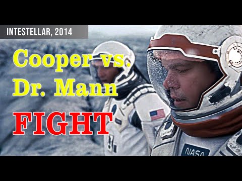 Interstellar fight scene Cooper (Matthew Mcconaughey) and Dr. Mann (Matt Damon) fight on ice planet.