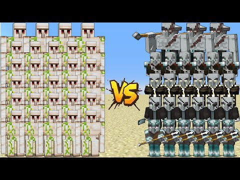 GOLEM ARMY VS ALL NEW PILLAGER – GOLEM FAMILY VS ILLAGER BOSSES | FIGHT MINECRAFT BATTLE
