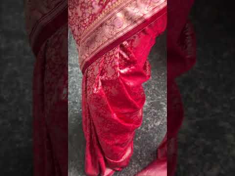 Classic Red Pure Tussar Silk Kaduwa Banarasi Saree: Light, Soft and Timeless