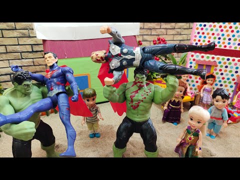 Hulk VS Thor Man Fight Barbie Mini cooking