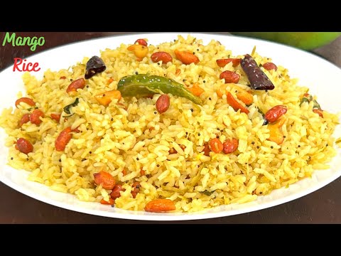 Mango Rice - Mango Pulihora - Raw Mango Rice - Mamidikaya Pulihora  - Pulihora - Easy Rice Recipes
