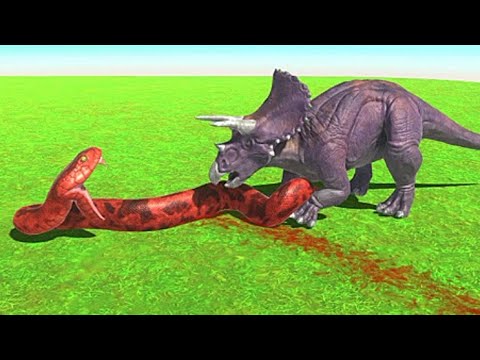 Cryolophosaurus vs Triceratops vs titanoboa vs crocodile vs modern human all units- arbs