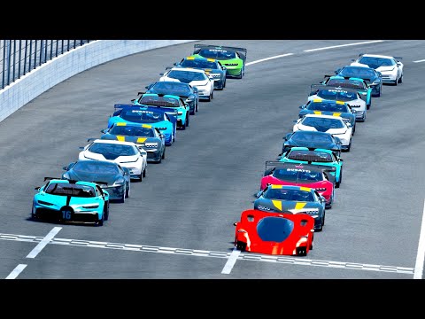 Ferrari Marte 2050 Concept vs Bugatti Hypercars at MotorSpeedway