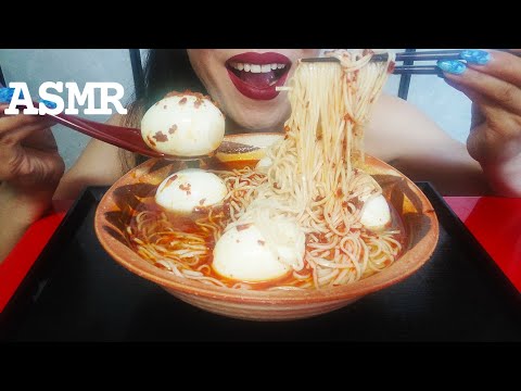 ASMR SPICY SOMEN With BOILED EGGS Satisfying Slurping Sounds #asmr #slurping #boiledegg