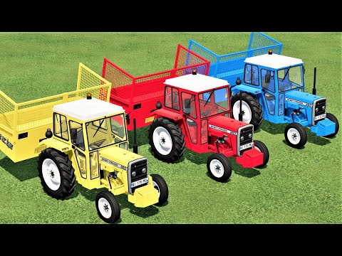 MINI TRACTORS OF COLORS ! TRANSPORTING MASSEY MINI TRACTORS TO ANIMAL FEEDING ! Farming Simulator 22
