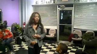 Nubia Emmon........singing at Nappyroots hair salon