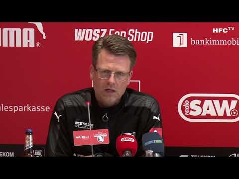 30. Spieltag: Hallescher FC - SF Lotte | Pressekonferenz vor dem Spiel