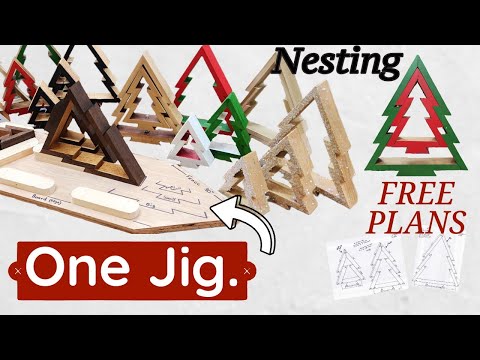 Nesting Trees + Jig. Free Plans Included | Christmas Woodworking Project