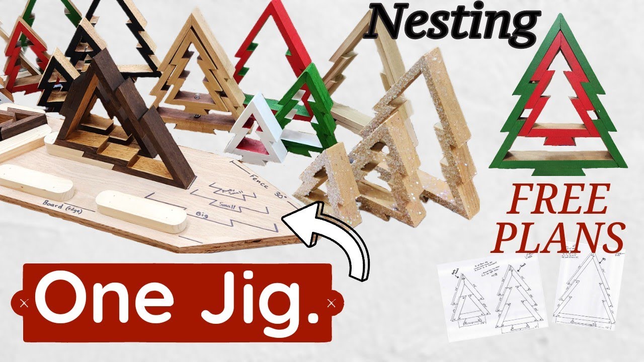 Nesting Trees + Jig. Free Plans Included | Christmas Woodworking Project