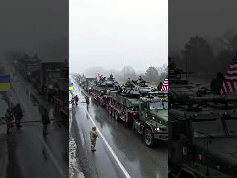 U.S. Tanks Arrive in Ukraine | Historic Military Convoy Unfolds