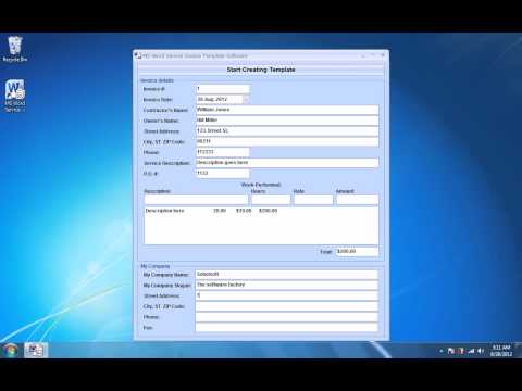 MS Word Service Invoice Template Software