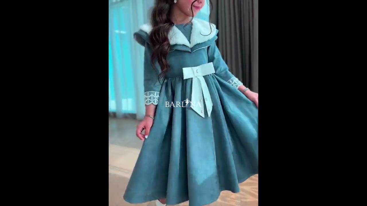 Girls' navy dress with white bow - 2 years