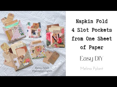 EASY NAPKIN FOLD 4 SLOT POCKETS FROM ONE SHEET OF PAPER