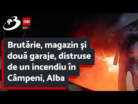 Brutărie, magazin și două garaje, distruse de un incendiu în Câmpeni, Alba
