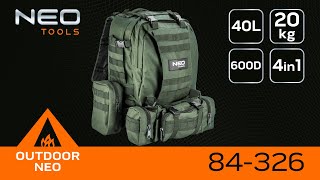 Outdoor batoh, zelený z polyestéru, 84-326, objem 40L, vysoko odolný, Neo Tools