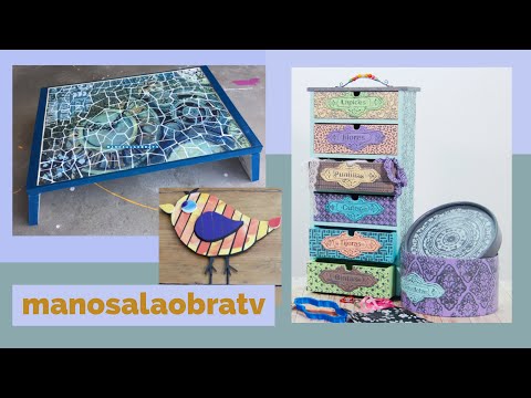 ManosalaObraTv 2021 Programa 34  Bandeja Trencadis -Decoupage - Sellos  Porcelana Fría Mosaiquismo
